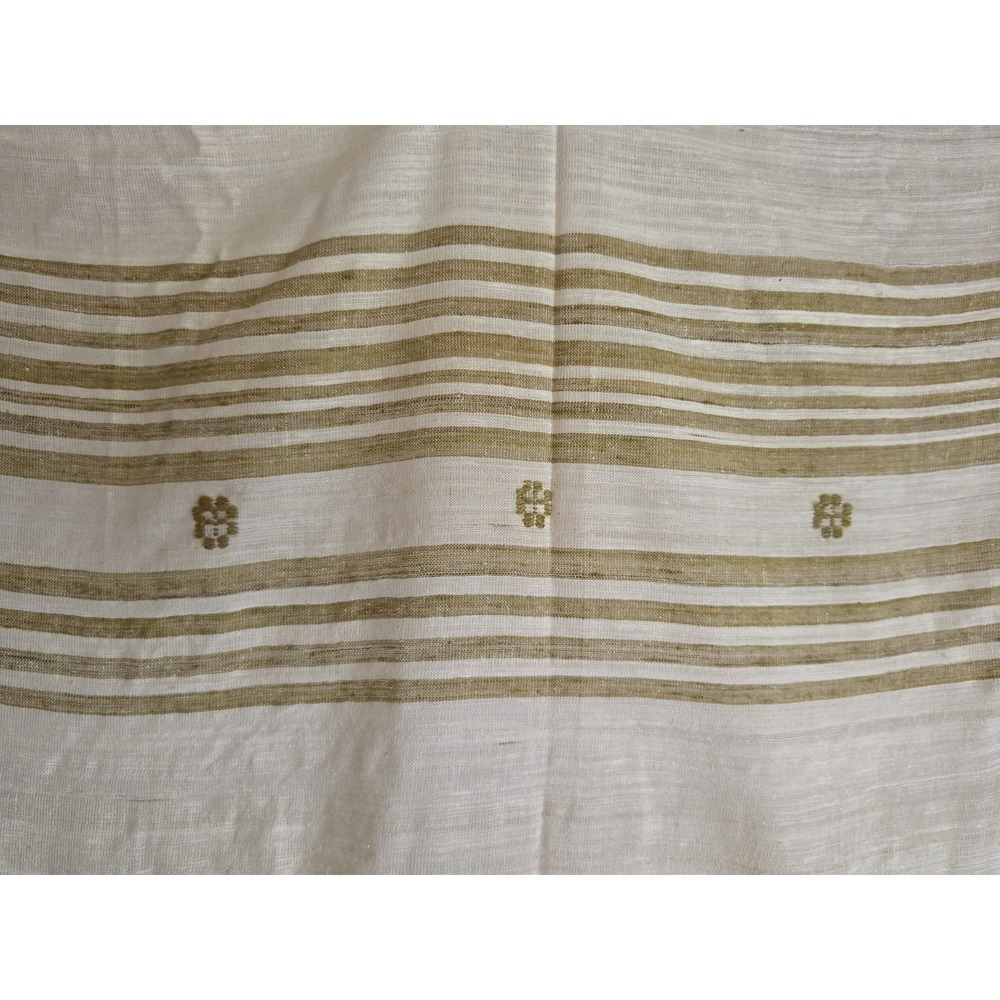 Tribes India Stole White Tan Unisex Wrap Shawl Scarf Boho Bohemian Neck - Picture 3 of 6